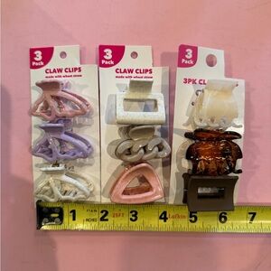 Set of 9 Claw Clips in Assorted Colors